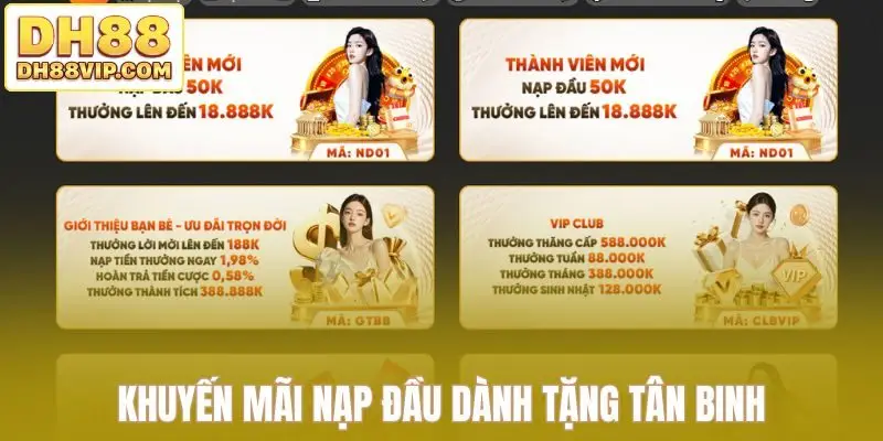 Khuyến Mãi Nạp Đầu Tại DH88 - Đem Lại Nhiều Cơ Hội Hấp Dẫn
